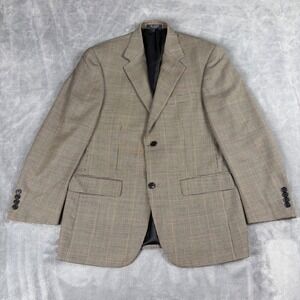 Gianfranco Ruffini Mens‎ 38S Wool Blazer Houndstooth Windowpane Sport Coat Tan
